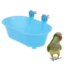 Parrot Bath Tub with Bottom Mirror Plastic Bird Shower Bathtub for Small Birds