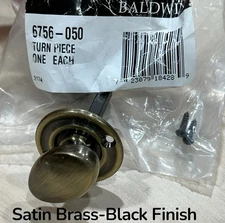 Baldwin Hardware 6756-050 MORTISE Lock Turn Piece Satin Brass/Black Finish NOS