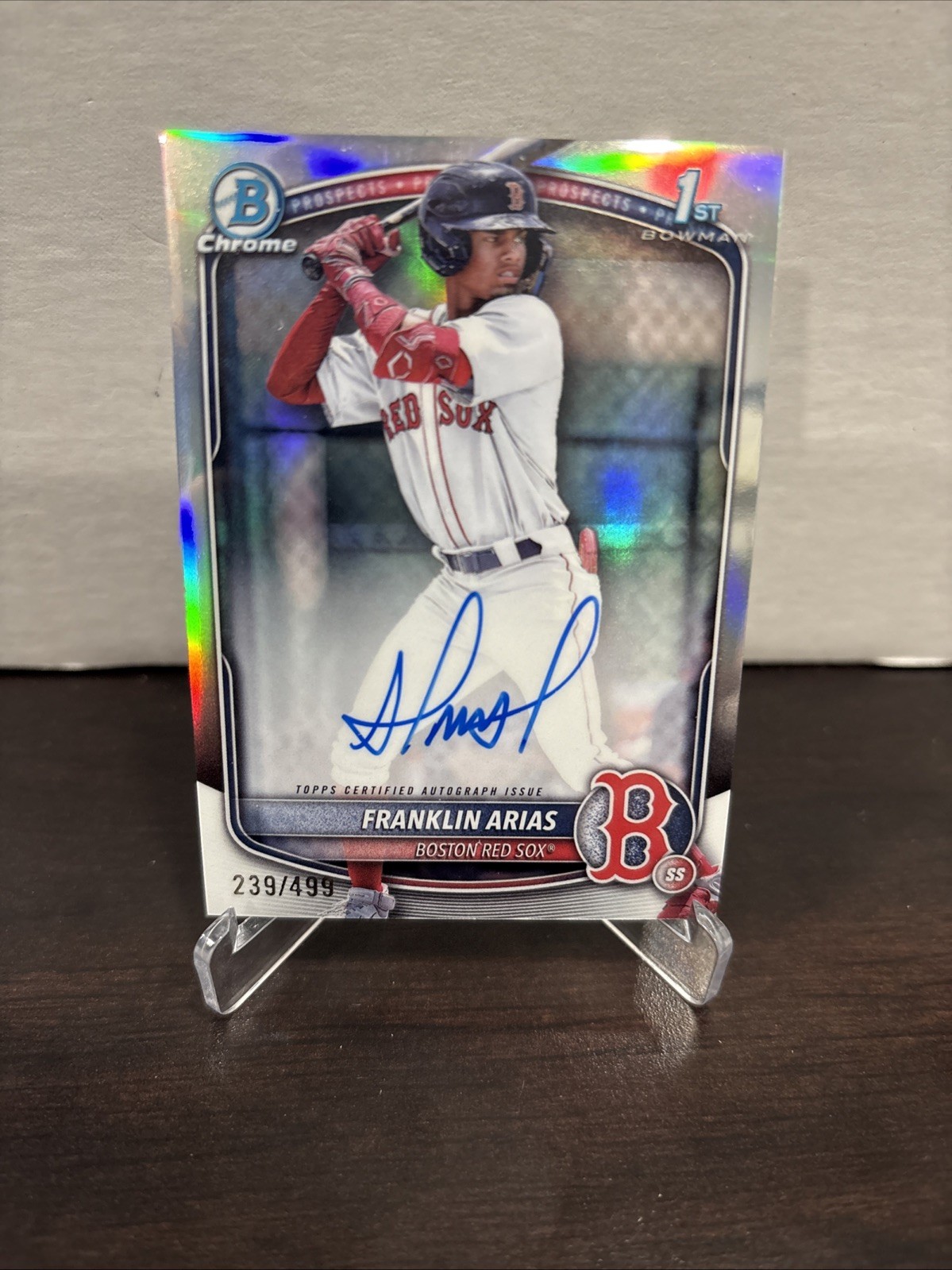 2025 Bowman Chrome 1st Franklin Arias Refractor Auto #/499 Red Sox