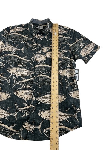 Salty Crew Herren Kurzarm Button Down Thunfisch Fisch Allover-Druck Neu mit Etikett - Bild 4 von 7