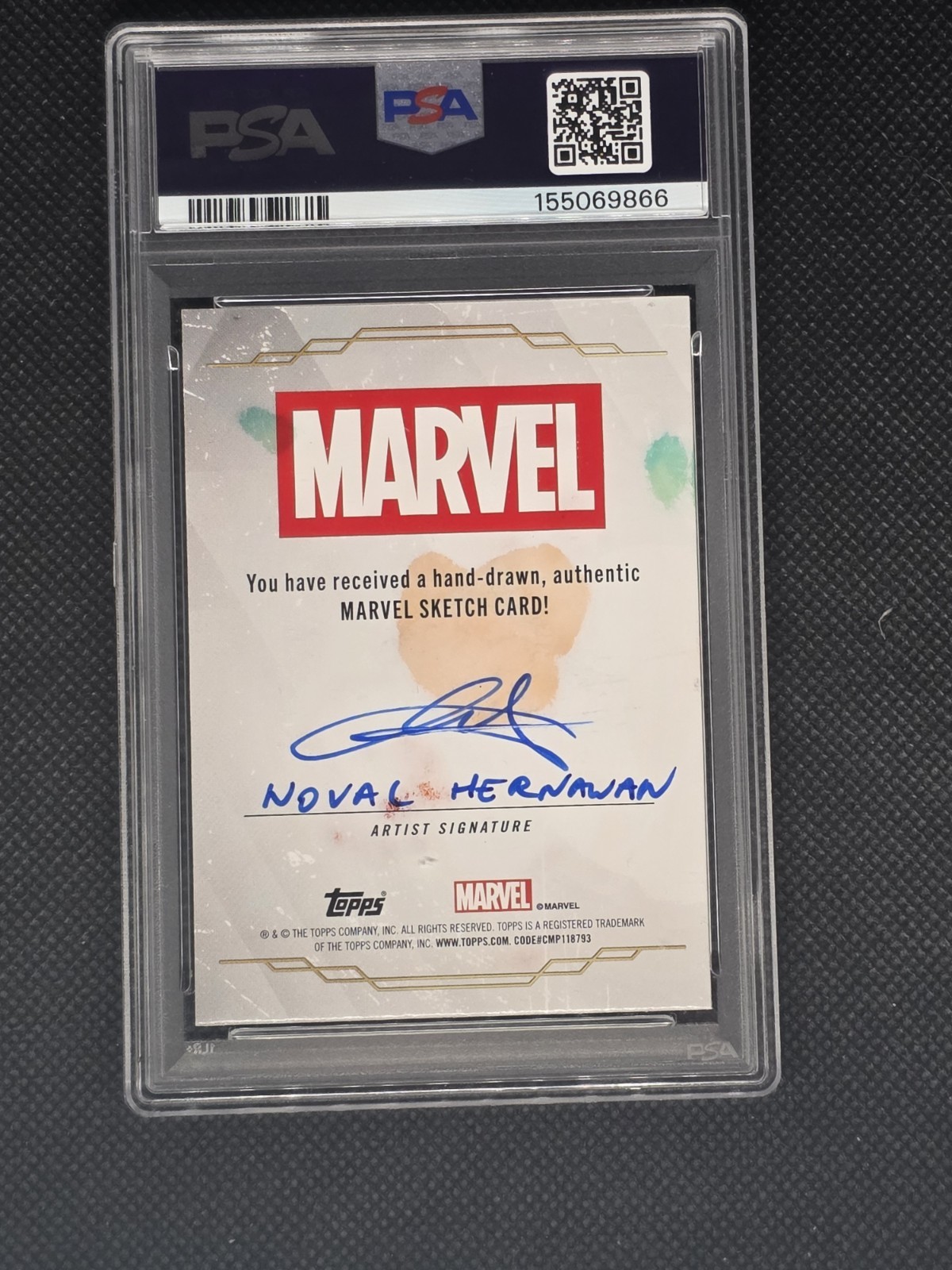 2025 Topps Marvel Noval Hernawan Daredevil 1/1 Sketch Auto Psa 10 view 2