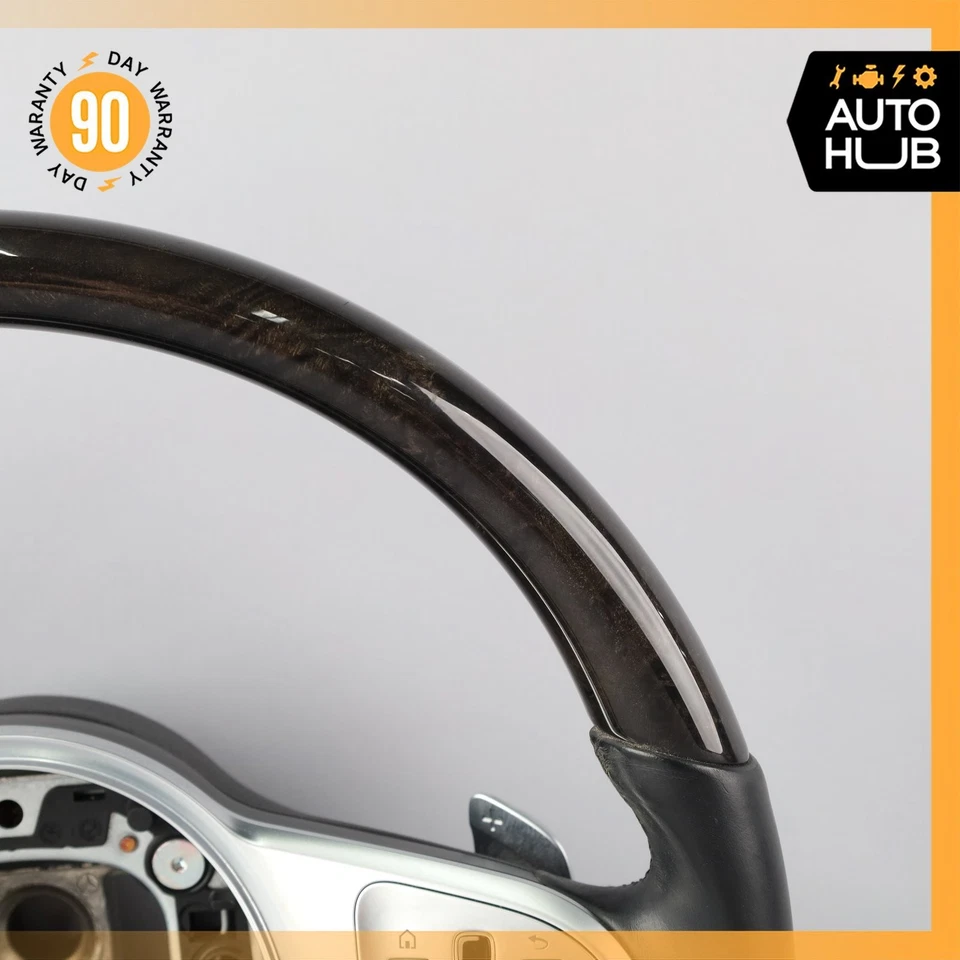 Volante madera Mercedes W222 S450 S600 18-21 con palancas de cambio OEM 28k Foto 4 de 4