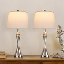 Set of 2 Modern Industrial Dimmable Table Lamps with USB  Outlet, Bulbs Include