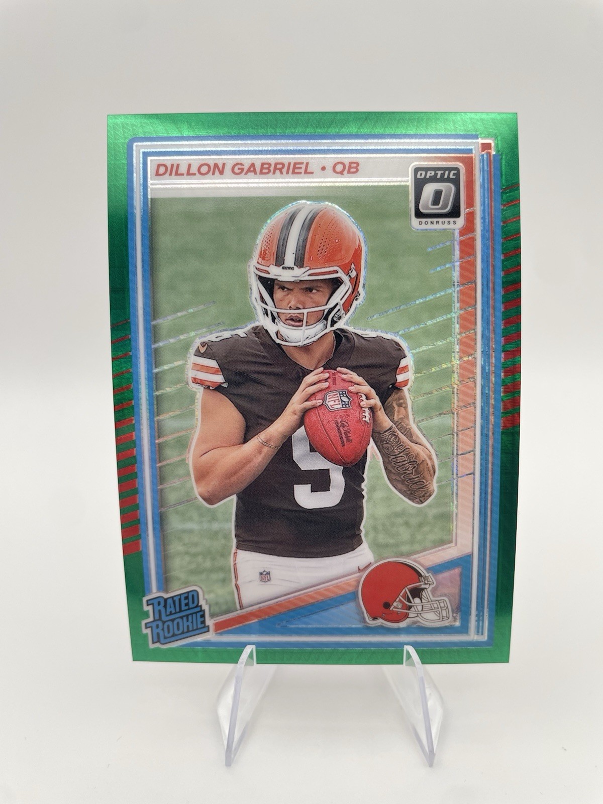 2025 Panini Donruss Optic Dillon Gabriel Rated Rookie Green Hyper Prizm #263 CLE