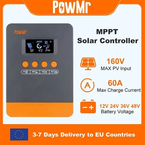 MPPT-Solarladeregler 60A 12/24/36/48V – automatischer Spannungswechsel,