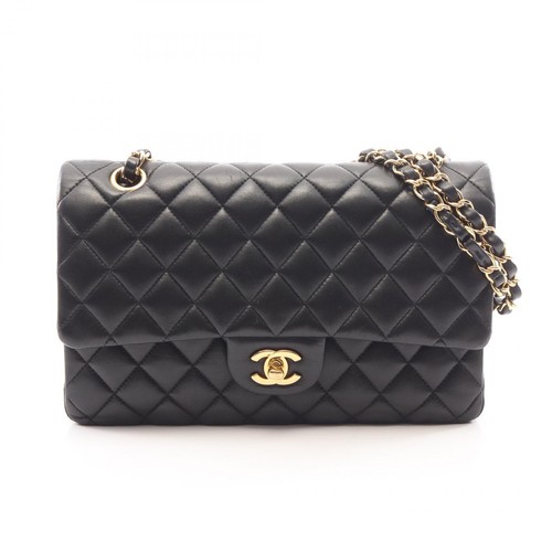 Chanel Matelasse W flap shoulder Bag lambskin sheepskin r0_0614