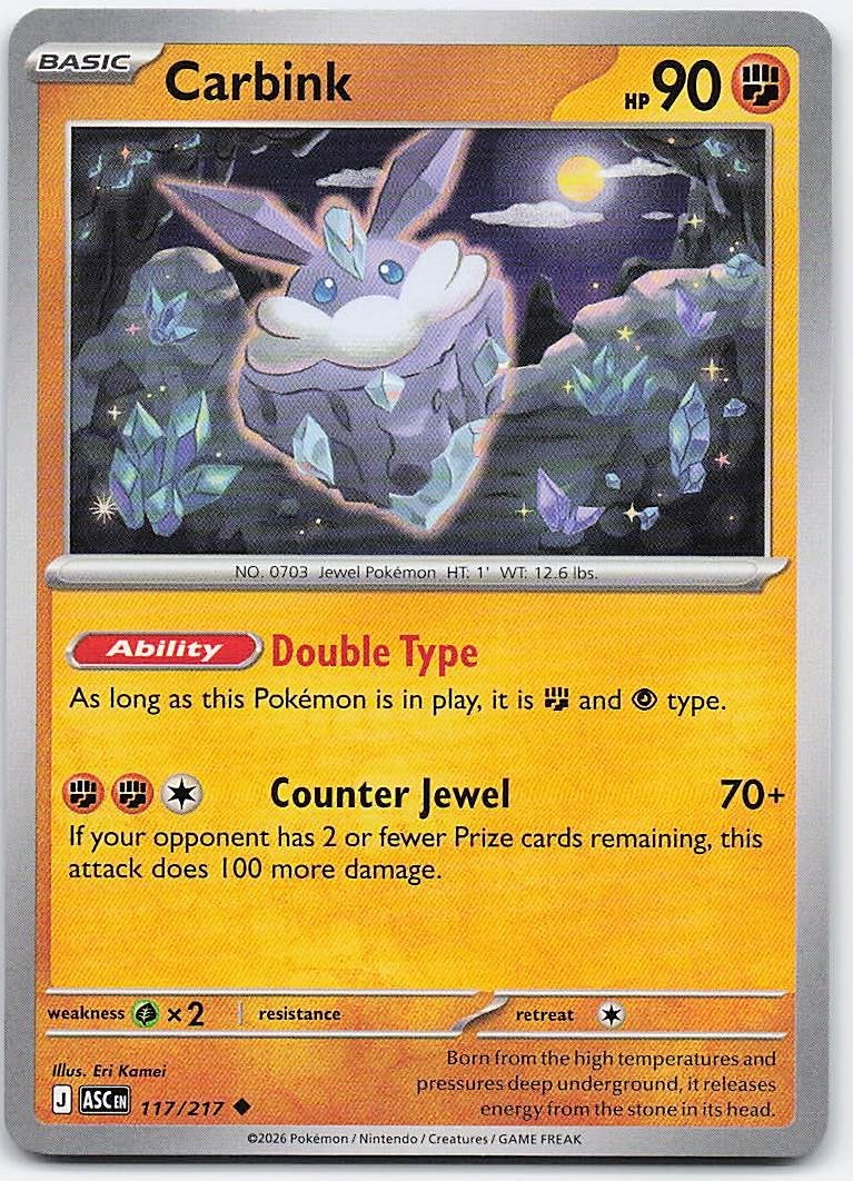 2026 Mega Evolutions Ascended Heroes Carbink 117/217 Uncommon