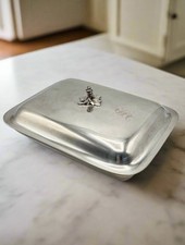 Silverplate Double Entree Server Lidded Removable Finial Grape Vines Monogram S