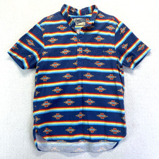 Chubbies Shirt Mens Medium Blue Aztec Made in USA The Nutter Short Sleeve Pocket