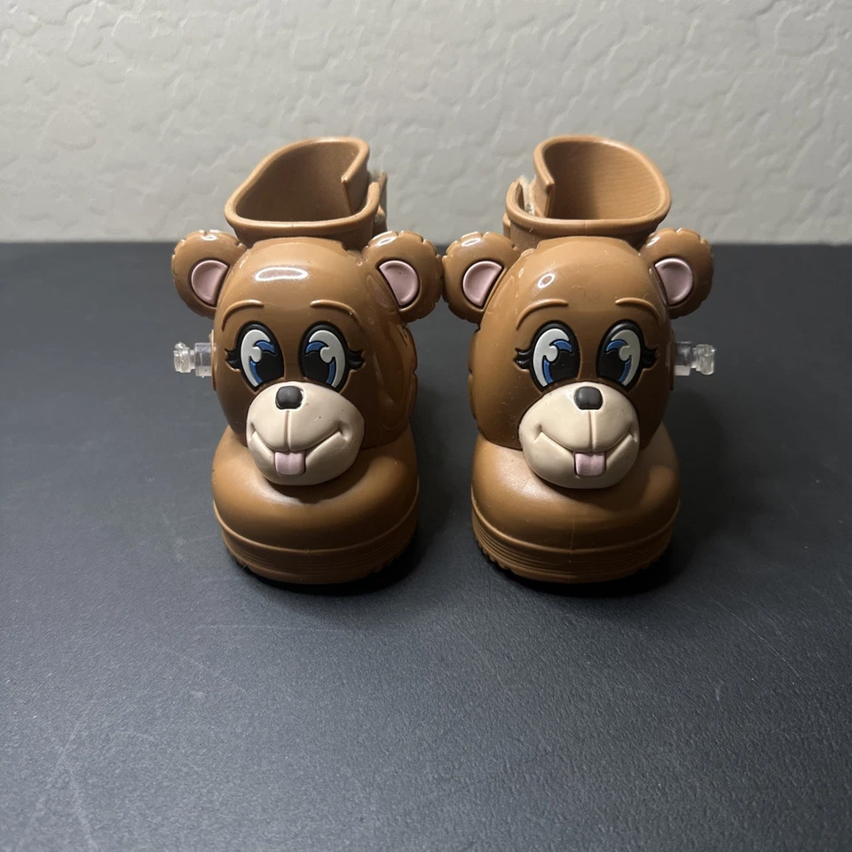 Mini Melissa Jeremy Scott Monkey Rain Boots Shoes Brown Toddler Girls Size 5 - Image 2 of 4