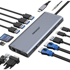 14-in-1 USB C Docking Station Triple Display Adapter with 4K VGA 100W