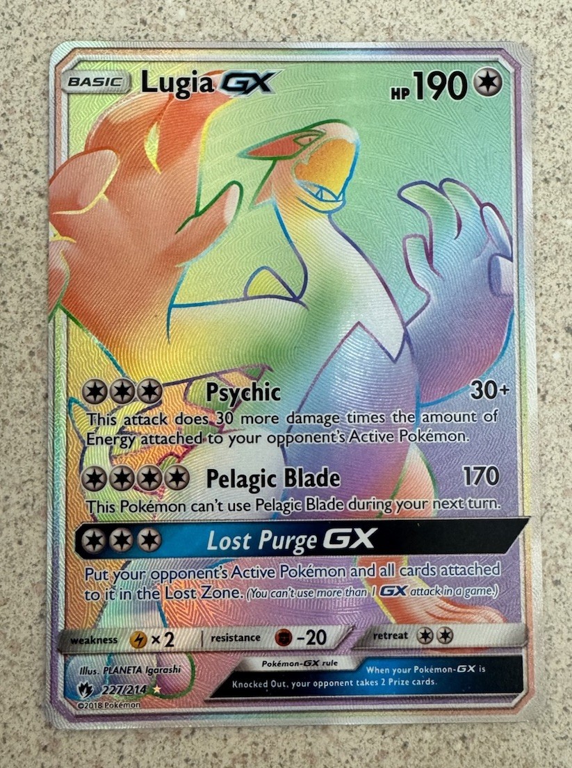 Pokémon TCG: Lugia GX (Full Art) Secret Rare 227/214 Lost Thunder