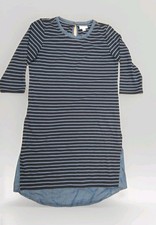 J. Jill Stripe Denim Shift Dress Women XS Blue Cotton Nautical Coastal Comfy
