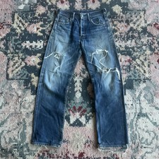 Vtg 90s Levis 702 Buckleback Selvedge Loose Fit Jeans Ripped W31xL32