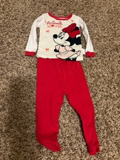 Disney Junior Minnie Mouse Pajamas 2T White Red Pants Long Sleeve 100 Cotton