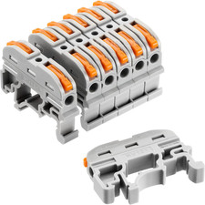 50 Pack DIN Rail Terminal Blocks, Compact Wire Conductor Wiring Connectors for 2