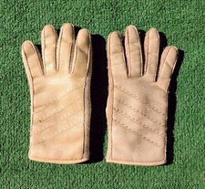 Taupe Leather w/Acrylic Warm Vintage 1960s Petite Small DISCOLORED Gloves GUC