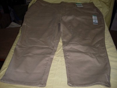 WOMENS TERRA & SKY STRETCH PULL ON JEGGING CAPRI JEANS SIZE 2X BEIGE NWT