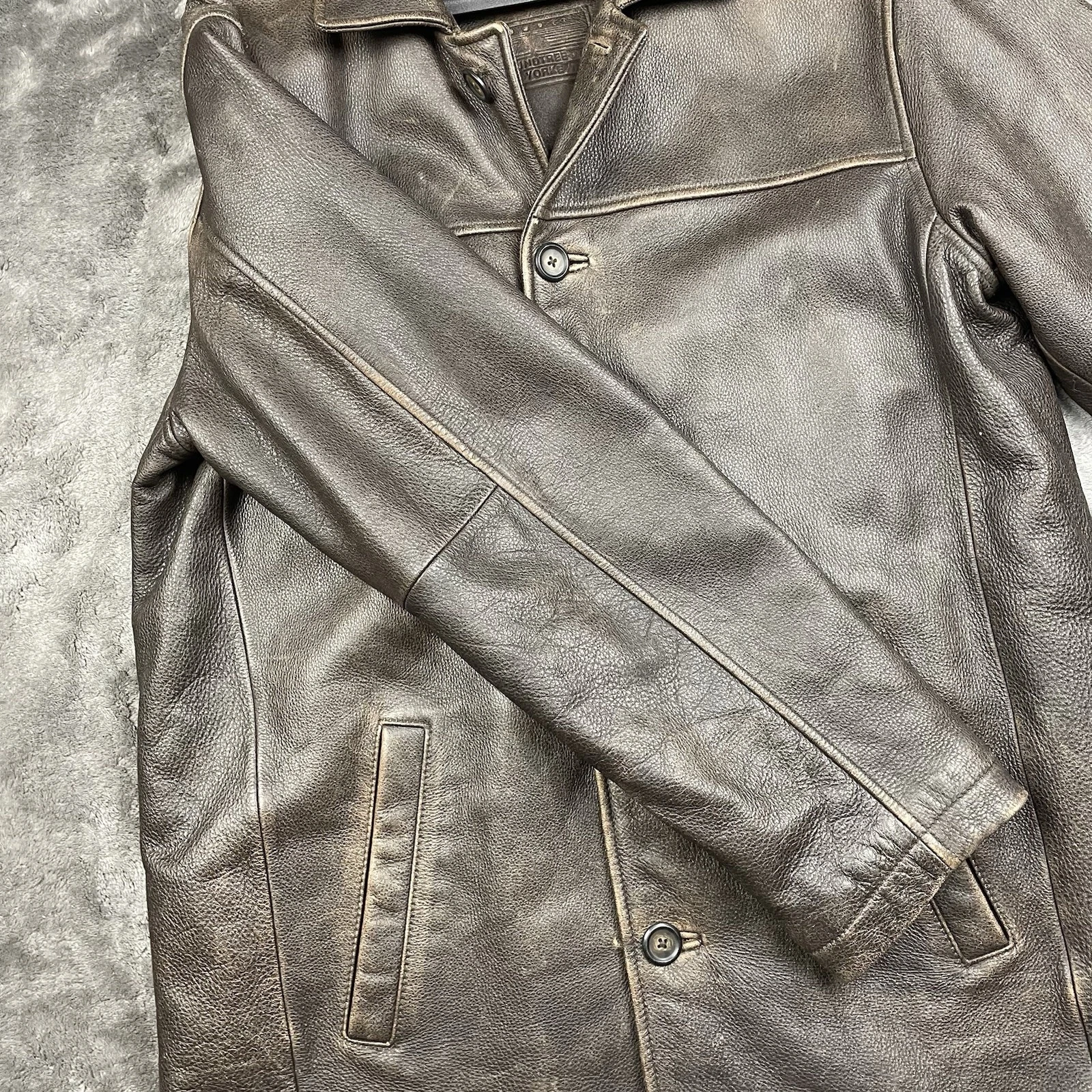 DEAN WINCHESTER SUPERNATURAL BROWN CAR COAT DISTRESSED MEDIUM ROUNDTREE & YORKE image 7