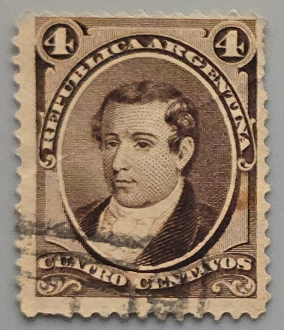 Argentina 1867 4 Centavos Brown Rivadavia Portrait Used - Early Classic Issue