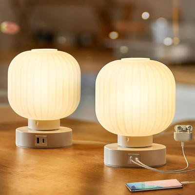 Dimmable Touch Bedside Lamps Set of 2 with USB Charging Ports - Bulb Included