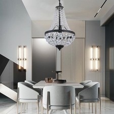 Crystal Chandelier Ceiling Light Black Pendant Light Kitchen Island Living Room