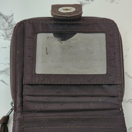 Vera Bradley Compact Wallet Microfiber Espresso Brown Snap Closure 4"x4.5" - Picture 5 of 9