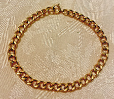 SHINY and Elegant 12k Gold Filled Cuban Curb Link Bracelet 7.25" 5 mm 7.6g VTG.