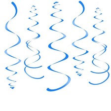 28 Pack Blue Plastic Party Hanging Swirl Decorations Foil Streamer for Ceiling