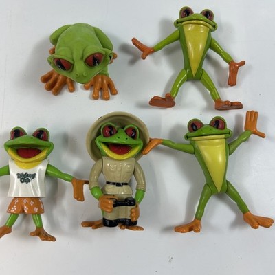 Vintage Lot of 5 Rain Forest Cafe Cha Cha Tree Frog Action Figures