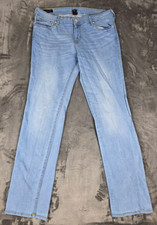 True Religion Billie Jeans Womens 31 Blue Denim Mid-Rise Straight Leg Whisker