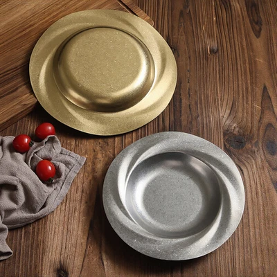 23CM Round Stainless Steel Serving Plate for Salads and Small Bites For kitchen - Image 1 of 4