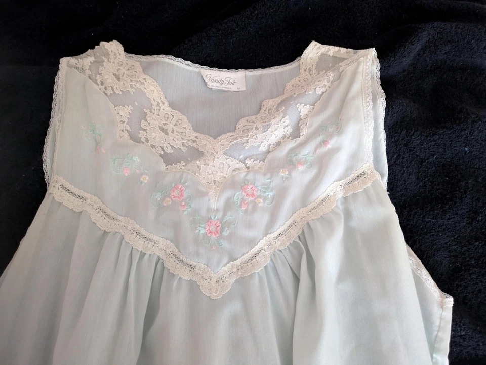 Vestido de noche vintage Vanity Fair buen estado aguamarina claro sin mangas Foto 4 de 4