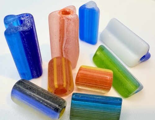 Vintage Glass Cane Beads Tube Qty:9
