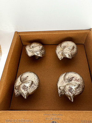 Casa Decor Fox Drawer Pulls Knobs Set of 8 Silver Handmade India New in Box
