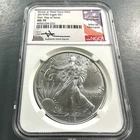 2019(W) Silver Eagle NGC MS70, MERCANTI Hand Signed, First Day of Issue (88313)