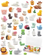 Benvo 45 PCS Assorted Mini Resin Animal Figurines - Tiny Creatures for DIY Cr...