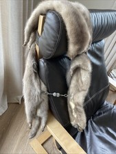 Luxurious Taupe/sable Vintage Mink Stole Wrap Genuine Fur Pelts