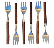 Lauffer Oslo Norway Palisander Rosewood Stainless Wood Flatware Salad Fork Mcm