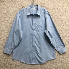 Brooks Brothers Dress Shirt 18 Adult Blue Regent Non Iron Preppy Mens 34/35 Logo