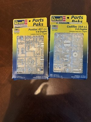 Revell Monogram Parts Paks Pontiac 421 & Cadillac 354 V-8 Engine Model Kits 1:25