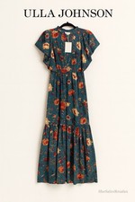 Ulla Johnson Ilaria Silk Dress Bluette Floral PF240130 NWT Size 0 Maxi Boho Tier