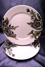 Tabletops Unlimited Misto ANGELA Paisley 11 " Dinner Plates Set of 2 MINTY!