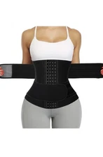 KIWI RATA Neoprene Sauna Waist Trainer Corset Sweat Belt with 2 Straps Size M