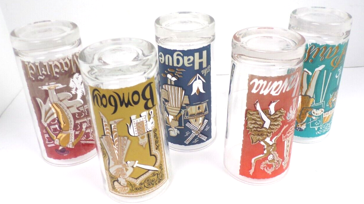 Vintage Libbey International Cities of The World Set of 5 MCM Highball Glasses eBay