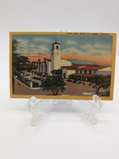Postcard Los Angles California Union Station Linen CA