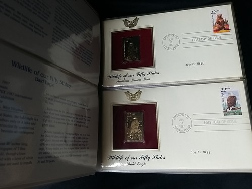 Set of 50 Golden Replicas Of U.S. Wildlife First Day Stamps Binder 1995 - 6 1987 - Picture 9 of 15