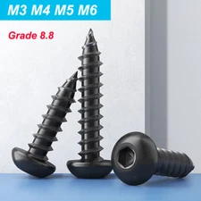 Black Hex Socket Self Tapping Screws Grade 8.8 Pan Head Wood Screw M3 M4 M5 M6