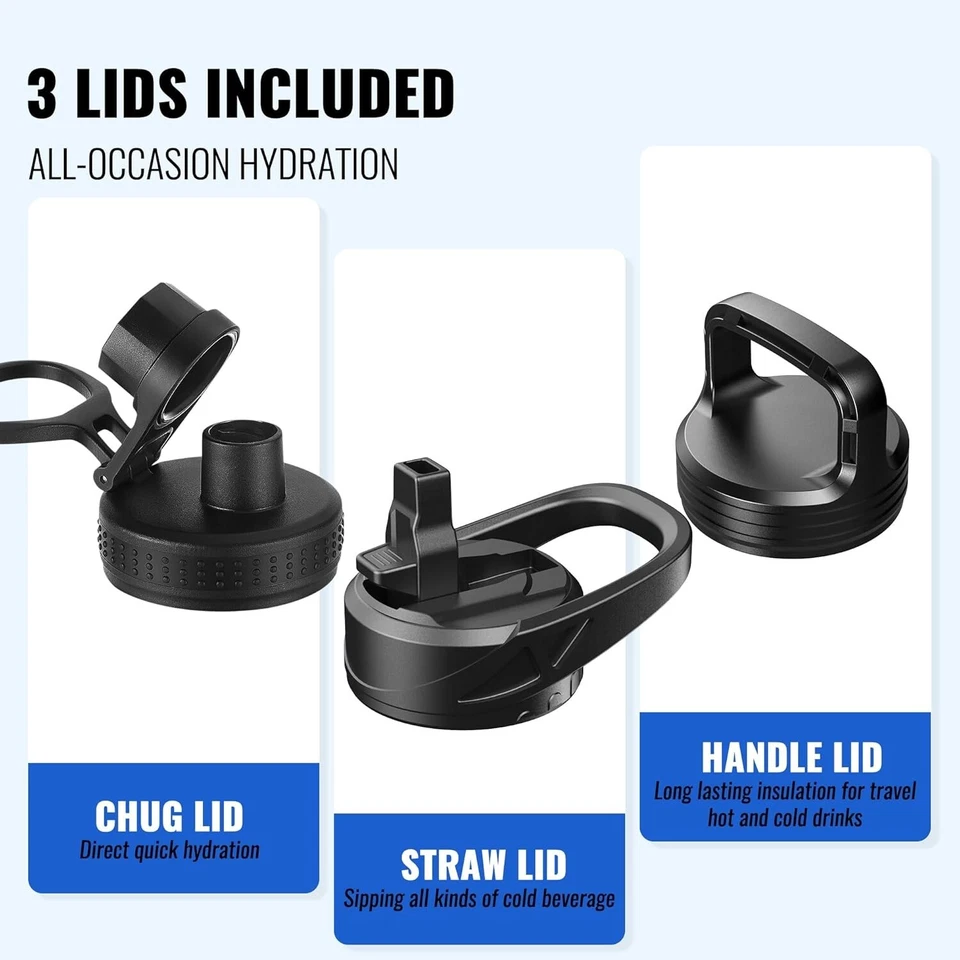 Botella de agua aislada 32 oz con pajita, acero inoxidable a prueba de fugas (naranja) Foto 2 de 3