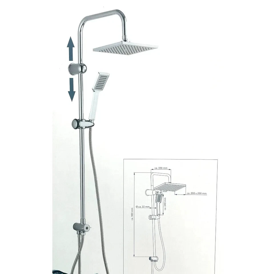 Schütte Überkopfbrause Set Chrom Duschbrause Regenbrause Duscharmatur Duschset - Bild 4 von 4